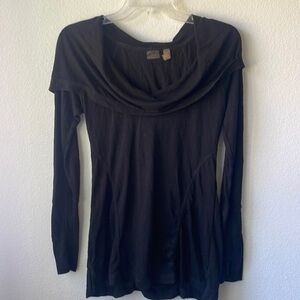 Zella top hooded black size small athletic athleisure gathers Pullover